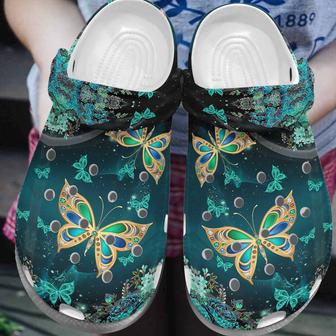 Lighting Butterfly Croc Shoes For Women - Magical Butterflies Shoes Crocbland Clog Gifts For Mother Day Grandma - Monsterry