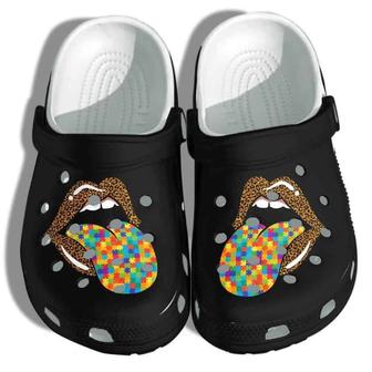 Lip Autism Awareness Merch Shoes - Leopard Autism Puzzle Cute Shoes Gifts For Woman Daughter - Monsterry