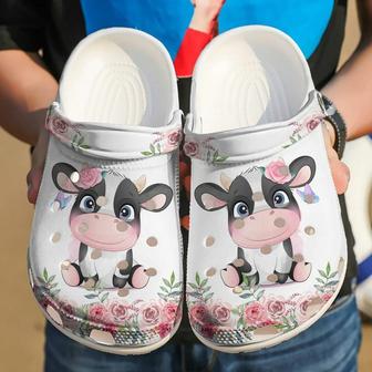 Lovely Cow Floral 102 Gift For Lover Rubber Clog Shoes Comfy Footwear - Monsterry CA
