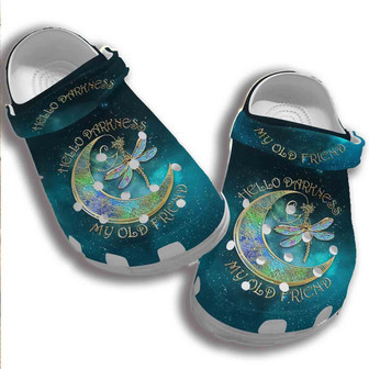 Magical Moon Dragonfly Clog Shoes Men Women - Hello Darkness Shoes Clogbland Clog Gifts For Old Friend - Monsterry