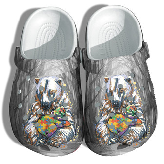 Mama Bear Autism Puzzel Shoes Vintage - Autism Mom Shoes Clog Clogs Gifts For Grandma Mother Day 2022 - Monsterry