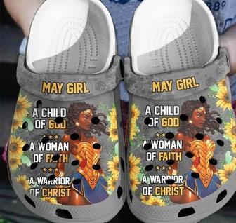 May Girl A Child Of God Birth Month Gift Back Girl Rubber Clog Shoes Comfy Footwear - Monsterry DE