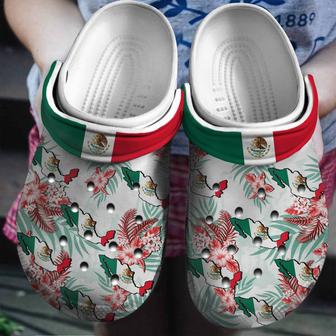 Mexico Map And Flower For Men And Women Gift For Fan Classic Water Rubber Clog Shoes Comfy Footwear - Monsterry