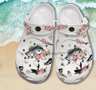Mother Day Shoes Fishing Flower Croc Shoes Gift Women- Fishing Grandma Shoes Croc Clogs For Aunt - Monsterry UK