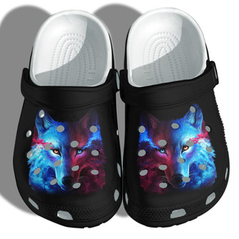 Mystery Wolf Fantasy Cool Shoes - Wolf Lover Clogbland Clog Birthday Gifts For Men Women - Monsterry