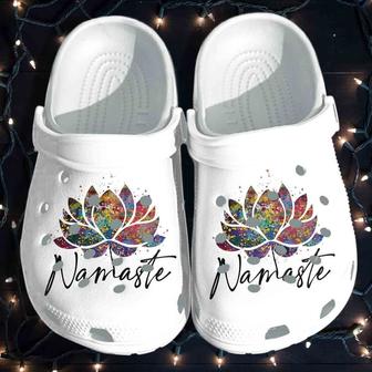 Namaste Lotus Yoga Love Light And Peace Gift For Lover Rubber Clog Shoes Comfy Footwear - Monsterry