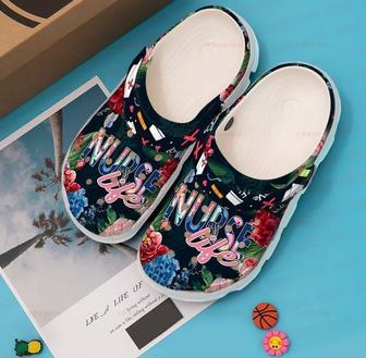 Nurse Floral Life Gift For Lover Rubber Clog Shoes Comfy Footwear - Monsterry CA