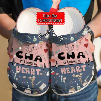 Nurse - Nurse Cna A Work Of Heart Clog Shoes For Men And Women - Monsterry UK