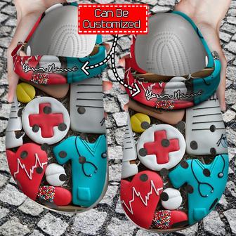 Nurse - Nurse Heart Love Doctor Clog Shoes For Men And Women - Monsterry