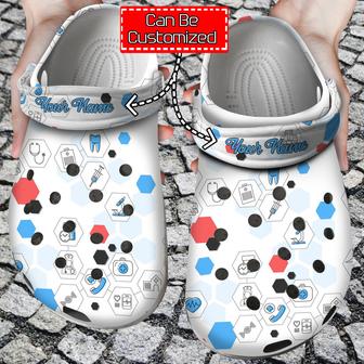 Nurse - Personalized Medicine Line Hexagons Collection Clog Shoes For Men And Women - Monsterry