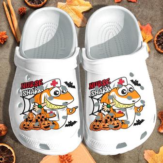 Nurse Shark With Pumpkin Custom Shoes - Happy Halloween Outdoor Shoes Clog Birthday Gift For Men Women - Monsterry UK