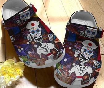 Nurse Skulls Pattern Mexico Rubber Clog Shoes Comfy Footwear - Monsterry CA
