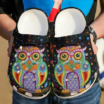 Owl Colorful Bling Bling 102 Gift For Lover Rubber Clog Shoes Comfy Footwear - Monsterry AU