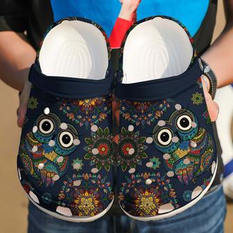 Owl Hippie Animal Hippie Mandala Gift For Lover Rubber Clog Shoes Comfy Footwear - Monsterry