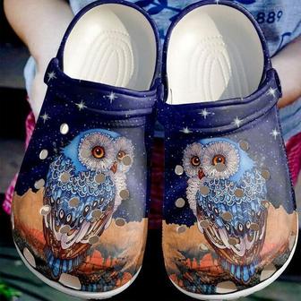 Owl Night 102 Gift For Lover Rubber Clog Shoes Comfy Footwear - Monsterry UK