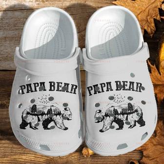 Papa Bear For Fathers Day - Camping Dad Bear Gifts Flower Gift For Lover Rubber Clog Shoes Comfy Footwear - Monsterry CA
