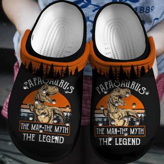 Papasaurus The Man The Myth The Legend Gift For Lover Rubber Clog Shoes Comfy Footwear - Monsterry
