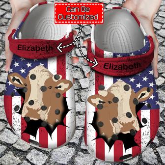 Patriotic Cow Inside Me Personalized Clogs Shoes Animal - Monsterry DE