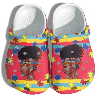 Peace Black Women Autism Awareness Clogs Shoes Gifts For Women Girls - Monsterry AU