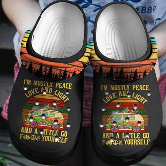 Peace Love And Light Hippie Vans Bus Gift For Lover Rubber Clog Shoes Comfy Footwear | Favorety DE