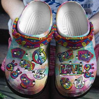 Peace Out Hippie Sticker Shoes - Make Love War Custom Shoes Birthday Gift For Men Women Boy Girl - Monsterry AU