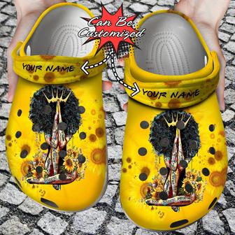 Personalized Afro Black Girl Praying Sunflower Clog Shoes Custom - Monsterry CA