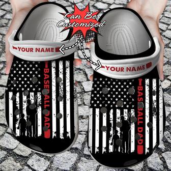 Personalized Baseball Dad Flag Clog Shoes Custom - Monsterry