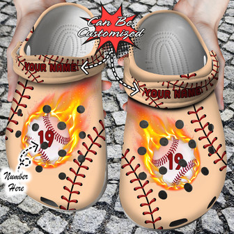Personalized Baseball On Fire Clog Shoes Sport - Monsterry