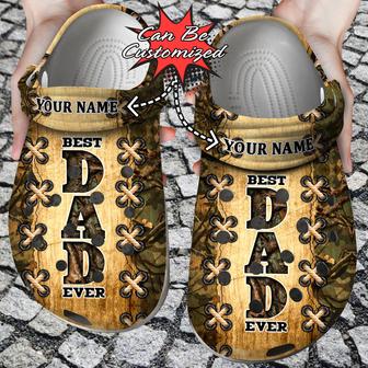 Personalized Best Dad Ever Camo Pattern Clog Shoes Fathers Custom - Monsterry DE