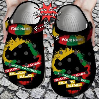 Personalized Black Father Black Leader Black King Clog Shoes Fathers Custom - Monsterry