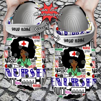 Personalized Black Woman Nurse Words Clog Shoes Nurse - Monsterry CA