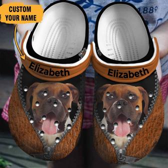 Personalized Boxer Brown Zipper Clog Shoes - Monsterry UK
