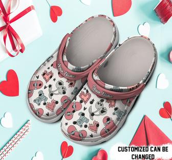 Personalized Boy Valentines Pattern Skateboard Hearts Clog Shoes - Monsterry