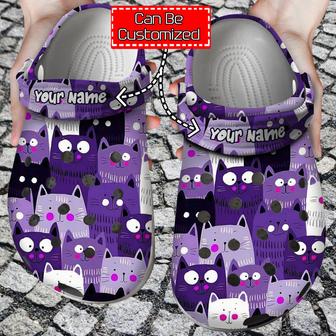 Personalized Cat Purple Pattern Clog Shoes Cat - Monsterry AU