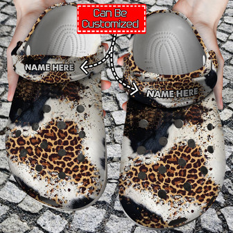 Personalized Cow - Leopard Cow Print Clogband Clog For Men And Women - Monsterry