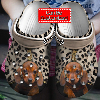 Personalized Dachshund Leopard Pattern Clog Shoes Dog - Monsterry
