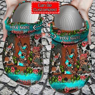 Personalized Easter Bunnies Leopard Cowhide Cactus Clog Shoes Easter - Monsterry AU