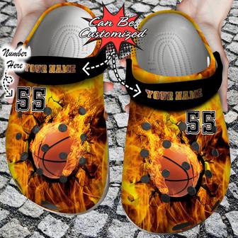 Personalized Fire Basketball Crack Ball Overlays Clog Shoes Sport - Monsterry AU