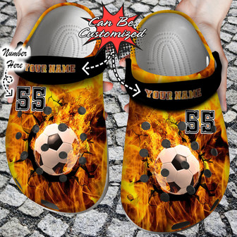 Personalized Fire Soccer Crack Ball Overlays Clog Shoes Sport - Monsterry