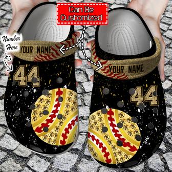Personalized Golden Softball Clog Shoes Softball - Monsterry DE