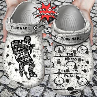 Personalized Hockey Player This Is My Happy Place Clog Shoes Sport - Monsterry UK