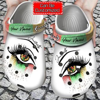 Personalized Juneteenth Eye Black Lives Matter Clog Shoes Custom - Monsterry CA