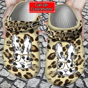 Personalized Leopard Easter Bunny Glasses Clog Shoes Easter - Monsterry AU