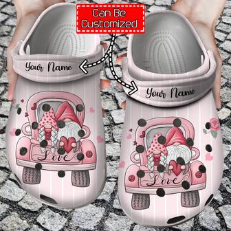 Personalized Love Valentines Day Gnome Truck Clog Shoes - Monsterry DE