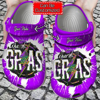 Personalized Mardi Gras Leopard Lightning Clog Shoes Carnival - Monsterry DE