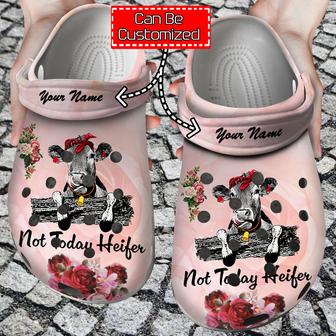 Personalized Not Today Heifer Croc Style Clog Cow Print - Monsterry DE