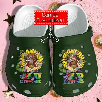 Personalized Old Men Hippie Sunflower Weed Gift For Father Clog Shoes Fathers Custom - Monsterry CA