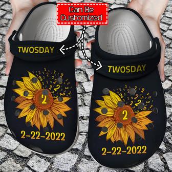 Personalized Sunflower Twosday 2-22-22 Clog Shoes For Men And Women - Monsterry DE