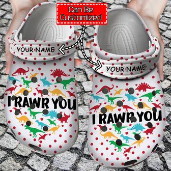 Personalized Valentine Dinosaur I Rawr You Clog Shoes - Monsterry