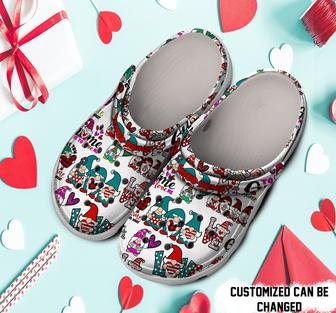 Personalized Valentine Love Gnome Clog Shoes - Monsterry